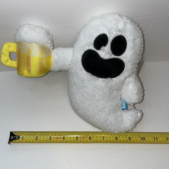 Bark Box Howl-o-ween Party Sheet Faced Ghost w/beer Squeaky Crinkle dog Chew toy - Picture 5 of 12